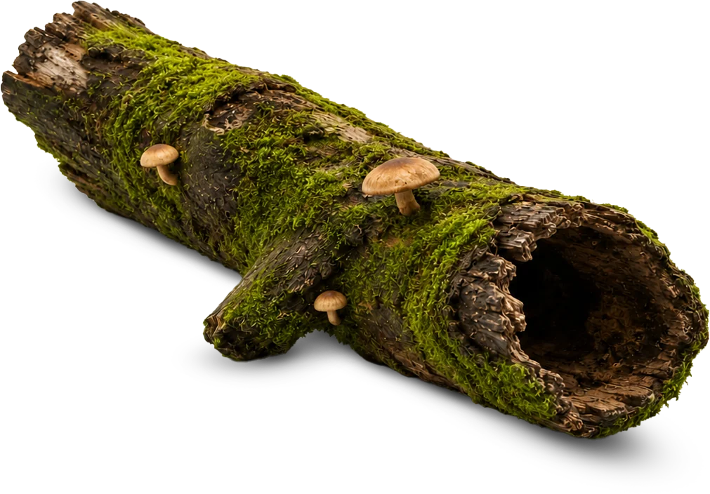 Tronco cubierto de musgo, ciclo de la vida del bosque en Fundación Ser Naturaleza